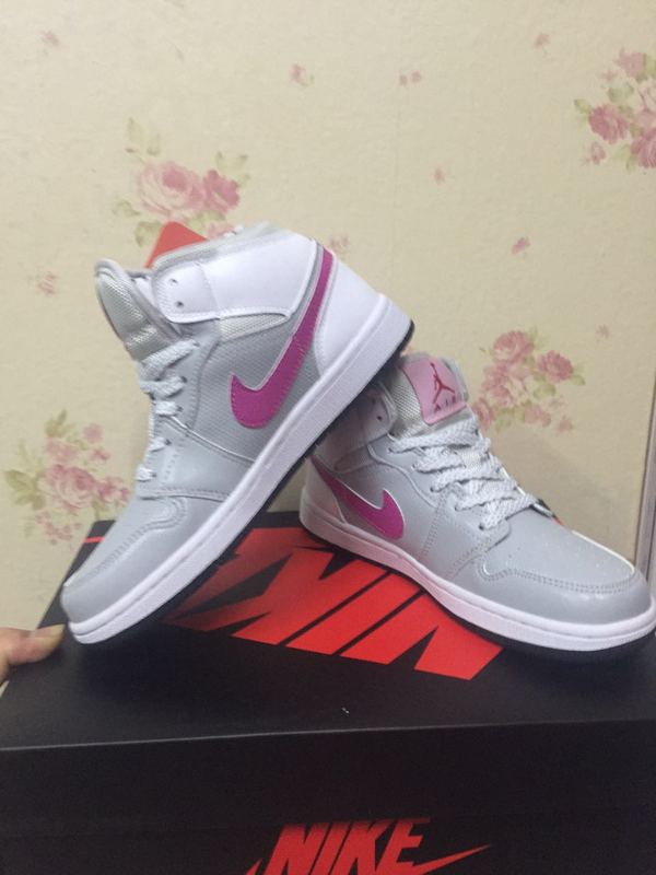 2016 Jordan 1 GS White Grey Pink Shoes - Click Image to Close