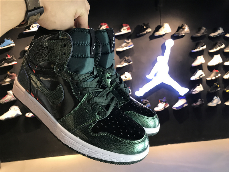 green patent leather jordans