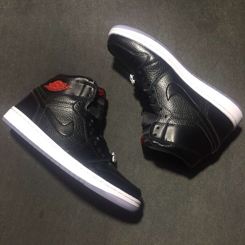 2016 Jordan 1 High All Black Red - Click Image to Close