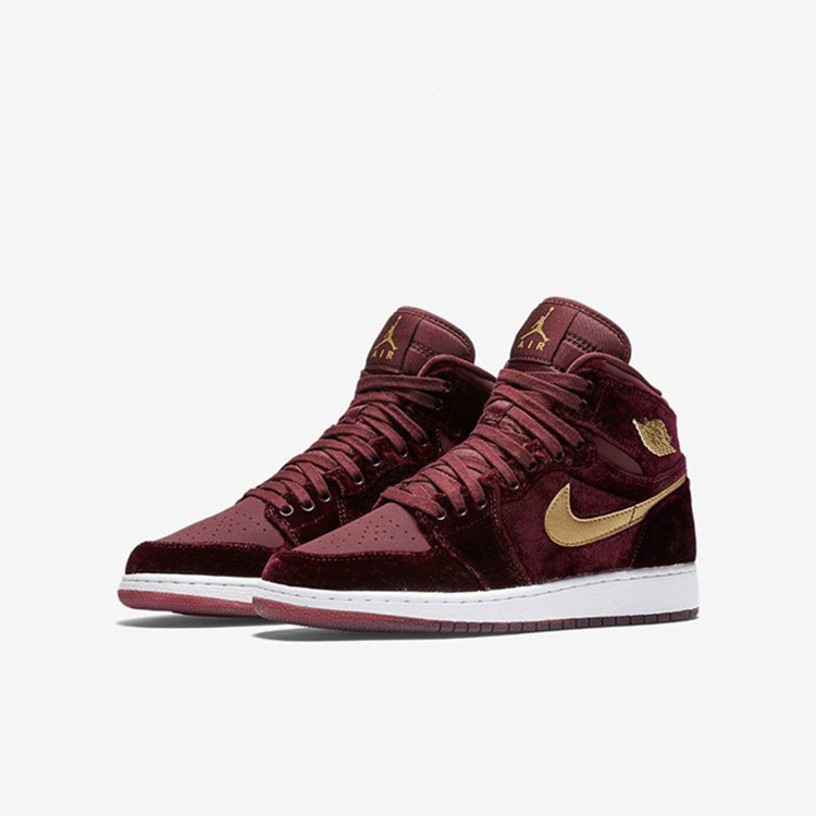 2017 Jordan 1 High Premium GS Velvet Gold Shoes