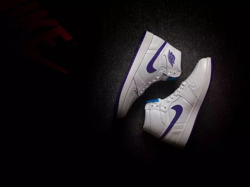 2016 Jordan 1 Hornets White Purple Shoes - Click Image to Close