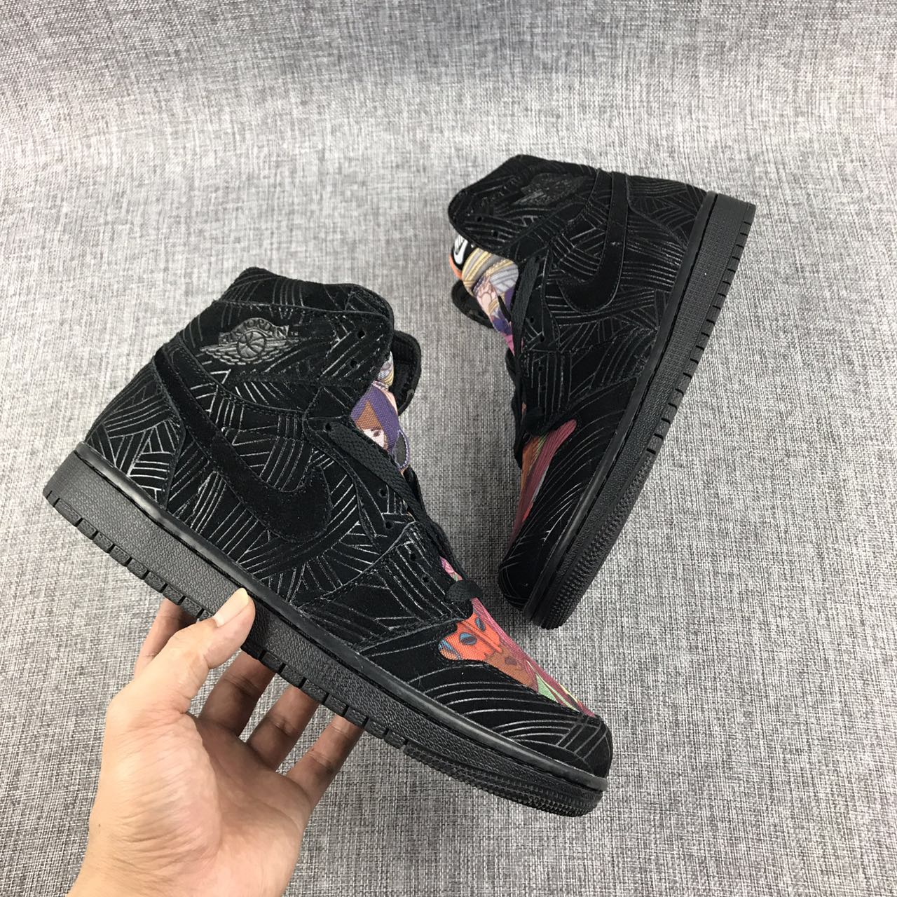 2017 Jordan 1 Laser Graffiti Black Colorful Shoes