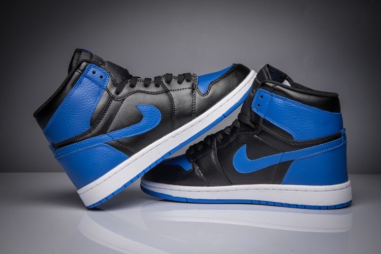 2017 Jordan 1 Litchi Skin Black Roayl Blue Shoes