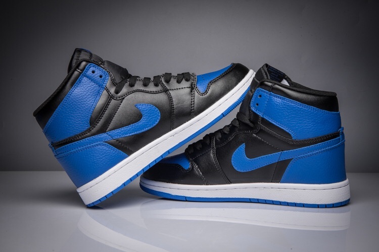 2017 Jordan 1 Litchi Skin Black Roayl Blue Shoes - Click Image to Close