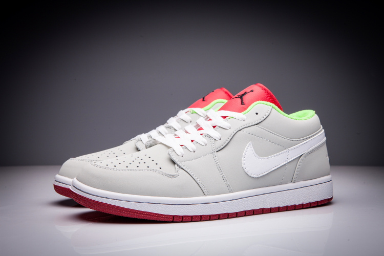 2016 Women Jordan 1 Low Hare Grey White Red Shoes