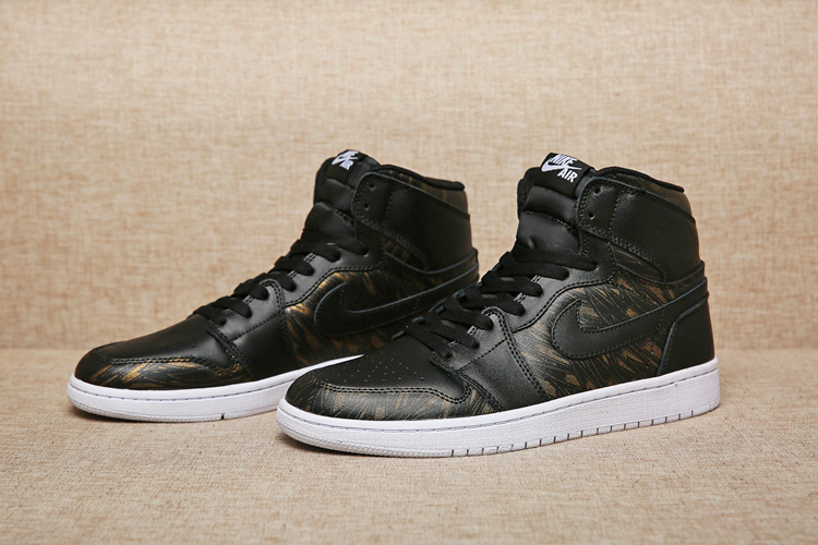 2016 Air Jordan 1 Medal Gold Black Shoes