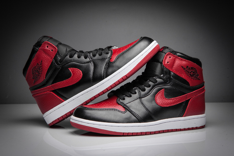 2016 Jordan 1 Red Black White Swoosh Shoes