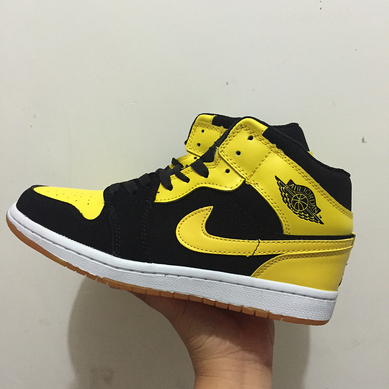 2017 Jordan 1 Retro Black Yellow Shoes