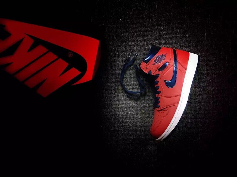 2016 Air Jordan 1 David Letterman Red Blue White Shoes - Click Image to Close