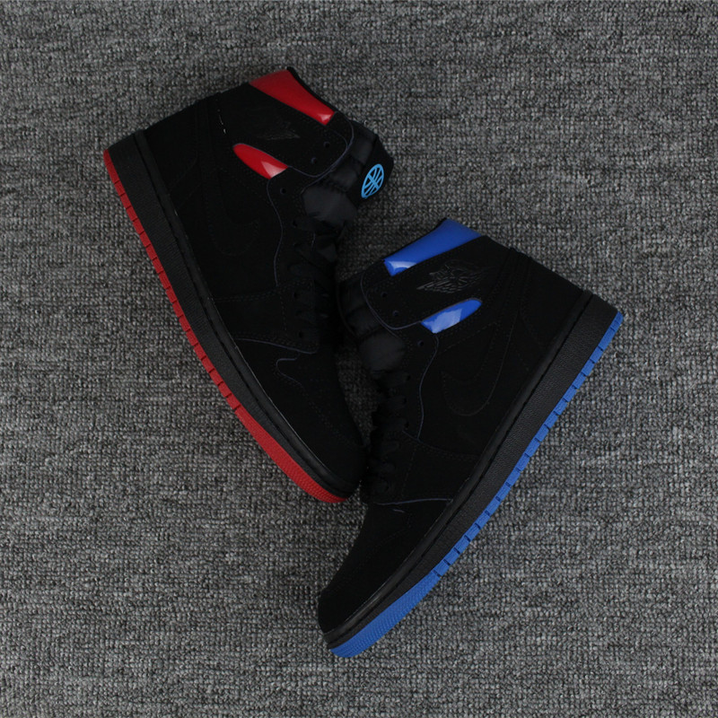 2017 Air Jordan 1 Retro Deer Leather Black Blue Red Shoes