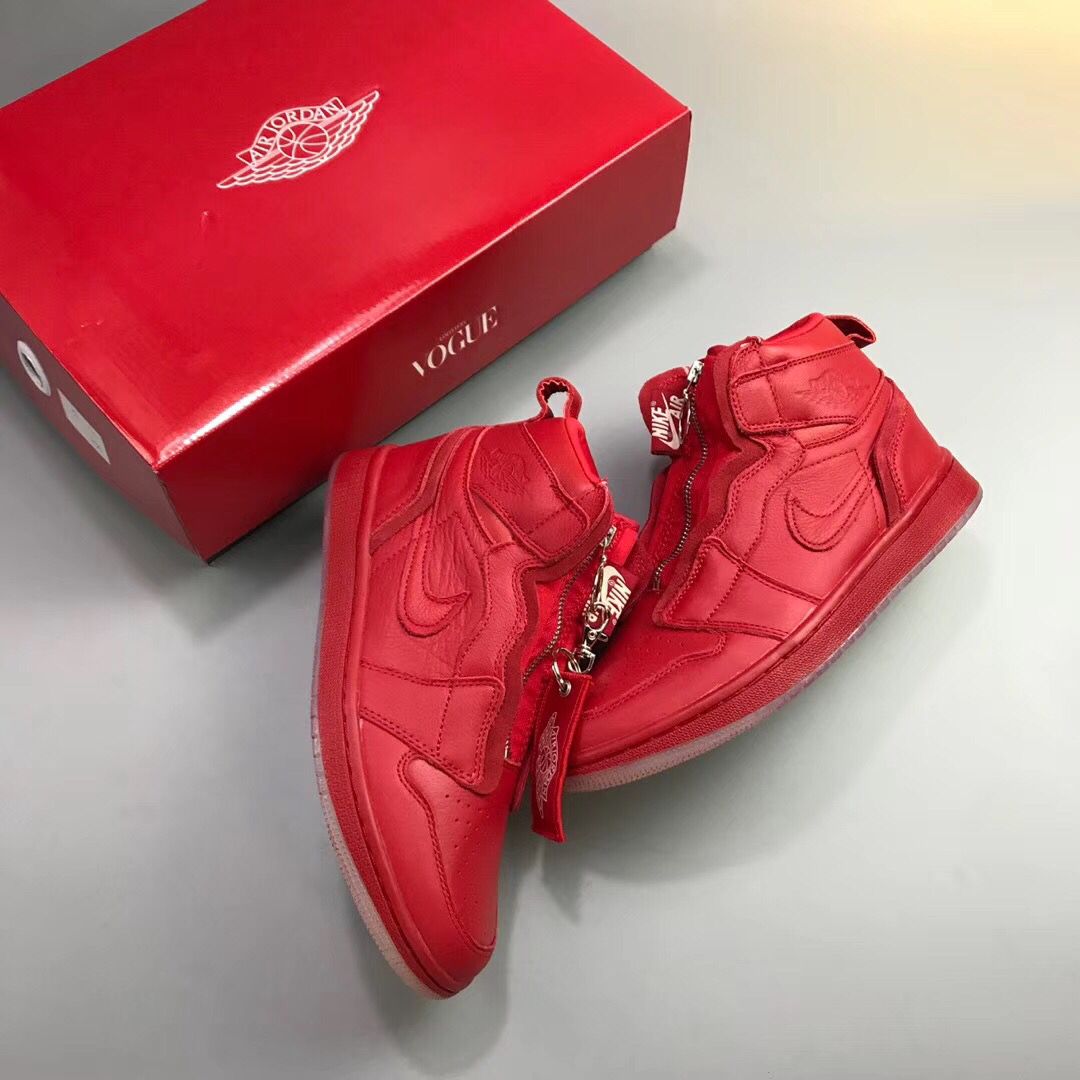 New Air Jordan 1 Retro High Zip Bold Red Shoes For Lovers