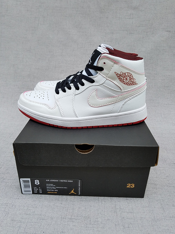 2017 Jordan 1 Retro MID White Black Red Shoes