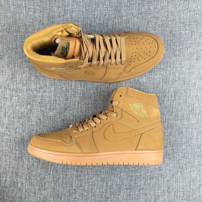 2017 Air Jordan 1 Retro Wheat Yellow Shoes