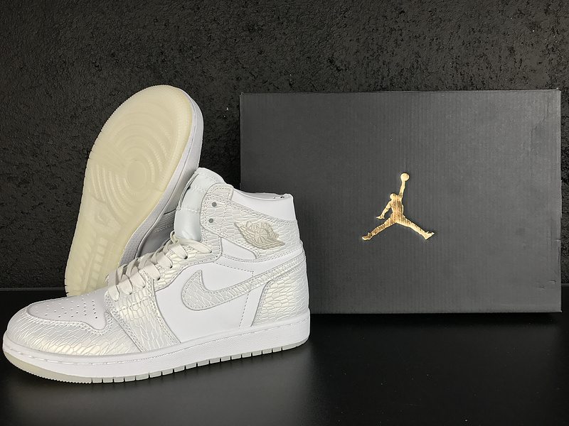 2017 Jordan 1 Retro White Silver GS Shoes