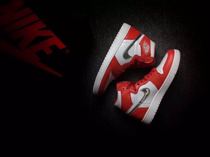 2016 Retro Air Jordan 1 Retro White Red Silver Shoes