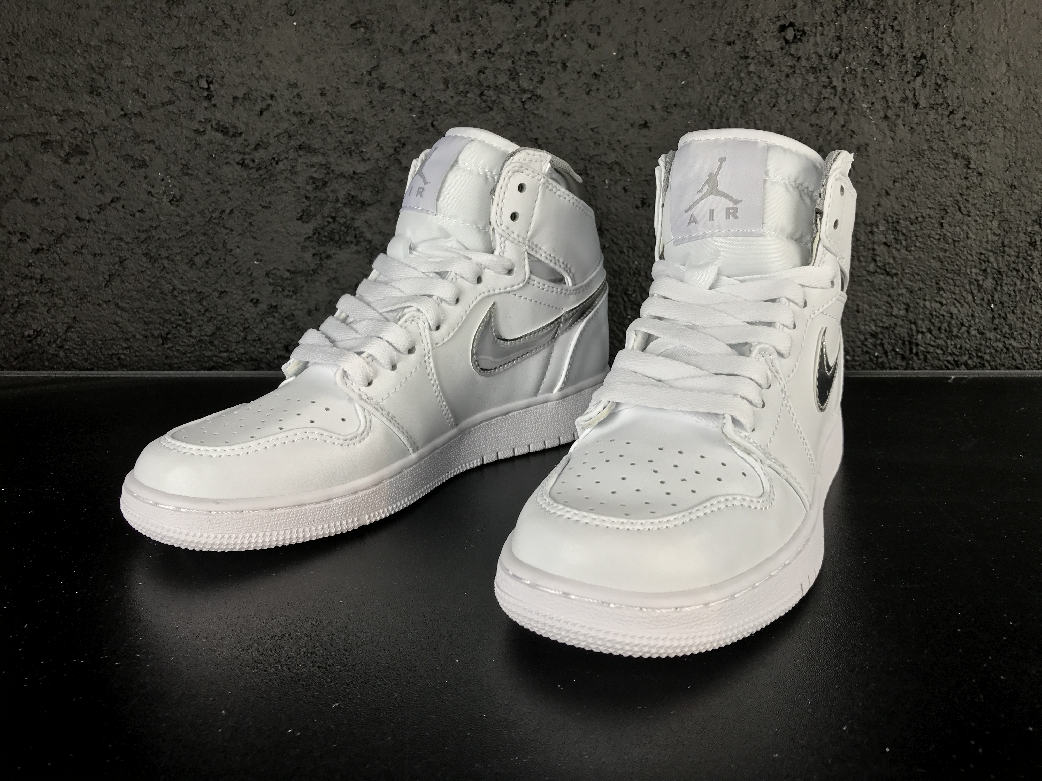 New Jordan 1 Retro White Silver Shoes Women