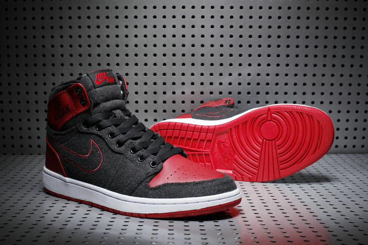 2017 Jordan 1 Wool Black Red White Shoes