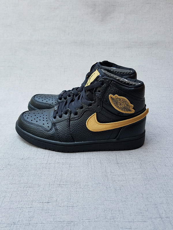 2017 Jordan 1 BHM Magic Buckle Black Gold Shoes - Click Image to Close