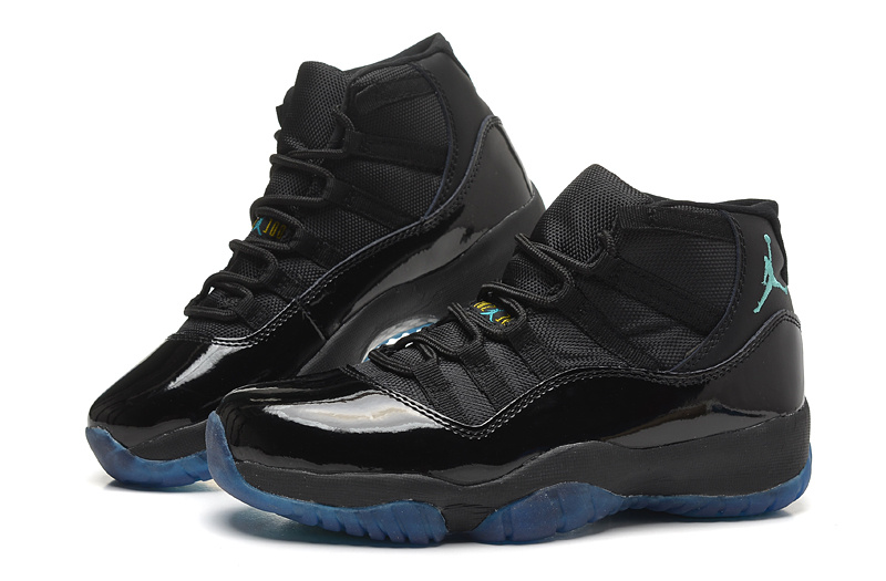 New Women Air Jordans 11 Black Blue - Click Image to Close