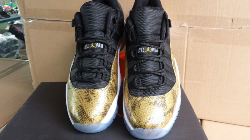 2015 Air Jordan 11 Black Gold Snake Line Shoes - Click Image to Close