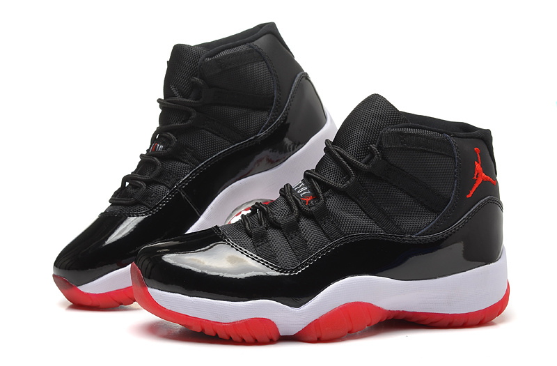 New Black White Red Air Jordans 11 For Women - Click Image to Close