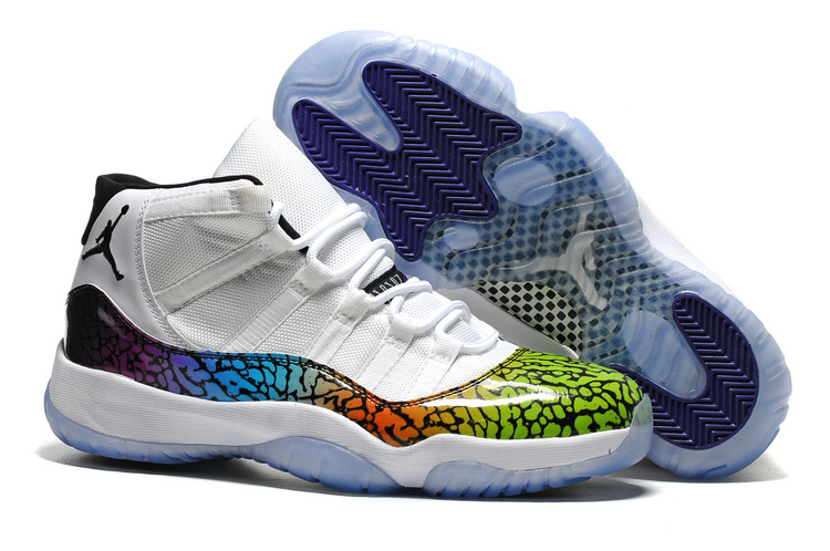 2016 Jordan 11 Retro Colorful Crack White Shoes