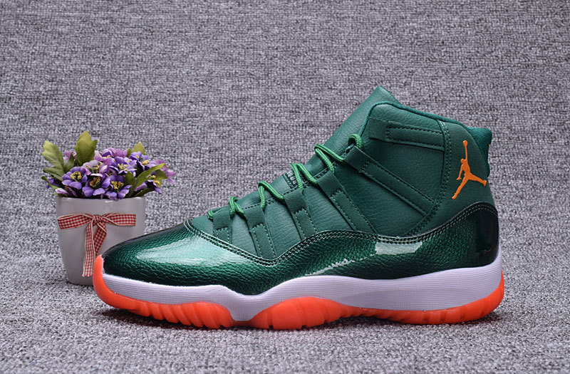 green orange jordan 11