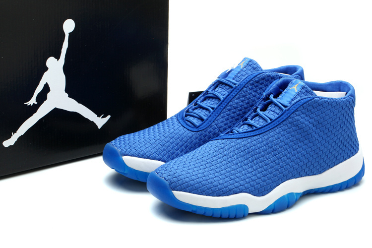 New Air Jordan 11 Flyknit Blue White Shoes - Click Image to Close