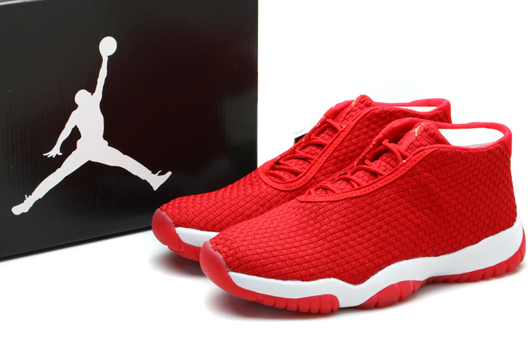 New Air Jordan 11 Flyknit Red White Shoes - Click Image to Close