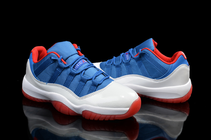 New Air Jordan 11 Low Blue White Red Shoes - Click Image to Close