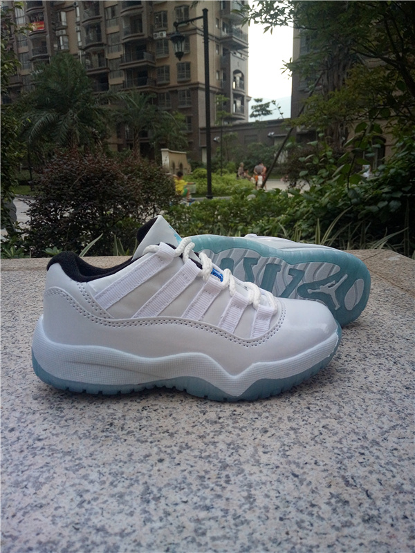 2016 Kids Air Jordan 11 Low White Baby Blue Shoes