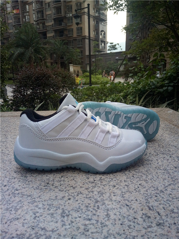 2016 Kids Air Jordan 11 Low White Baby Blue Shoes
