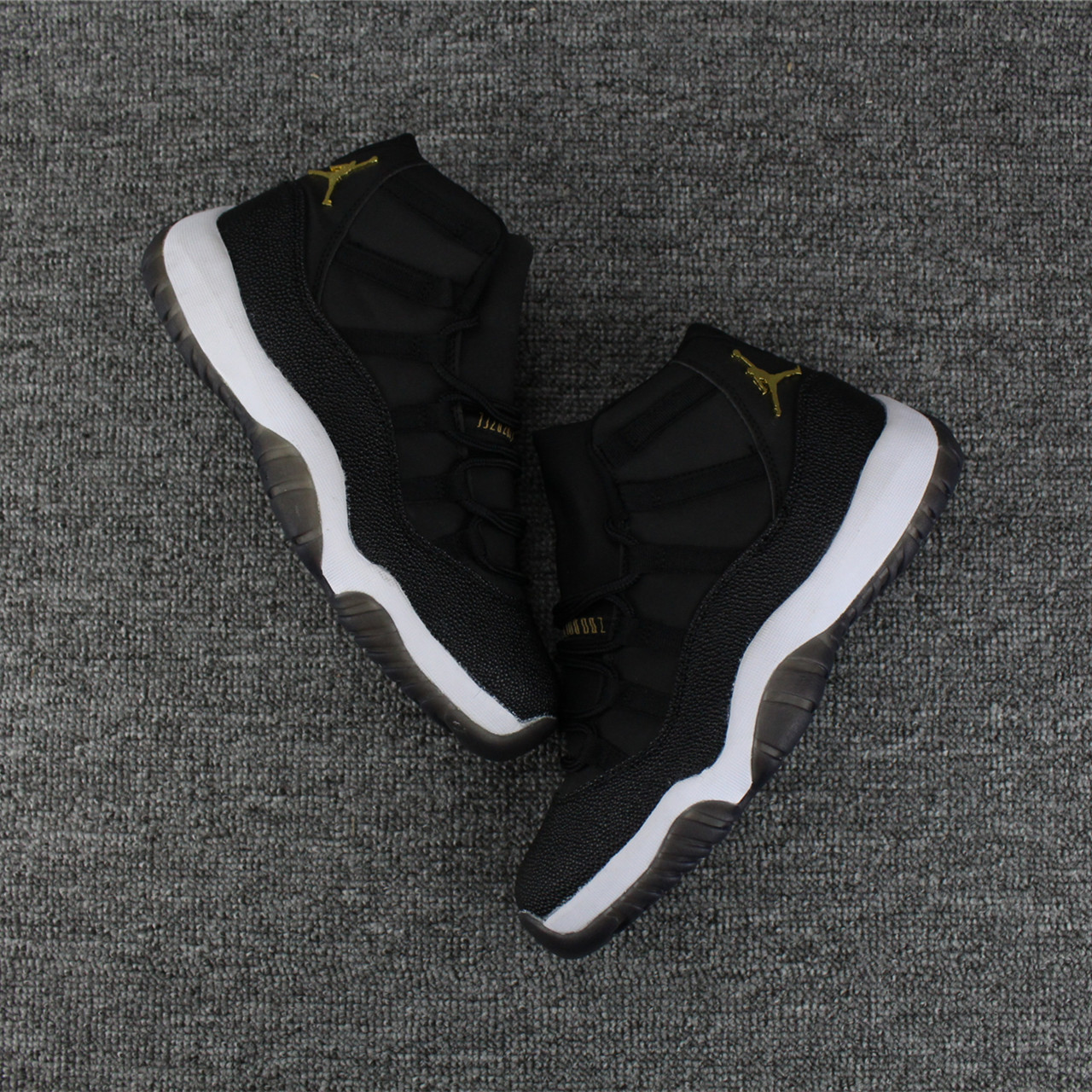 2017 Jordan 11 Pearl Fish Skin Black Gold Shoes - Click Image to Close