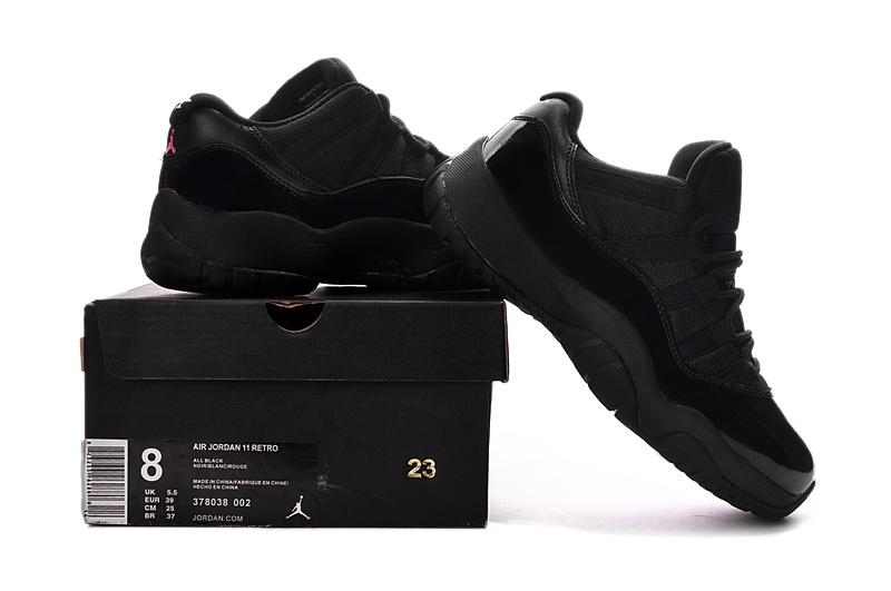 2016 Women Jordan 11 Retro All Black Pink Shoes - Click Image to Close