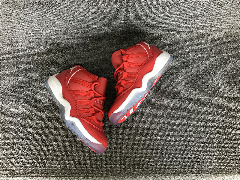 2016 Jordan 11 Retro Hot Red White Shoes For Kids