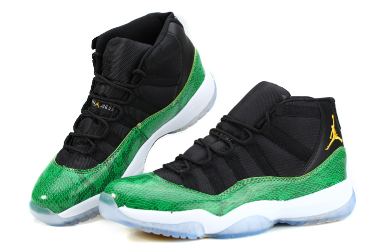 New Air Jordan 11 Retro Low Black Green Snakeskin Shoes
