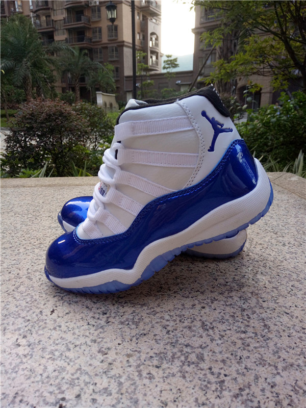 2016 Jordan 11 White Shine Blue Shoes For Kids