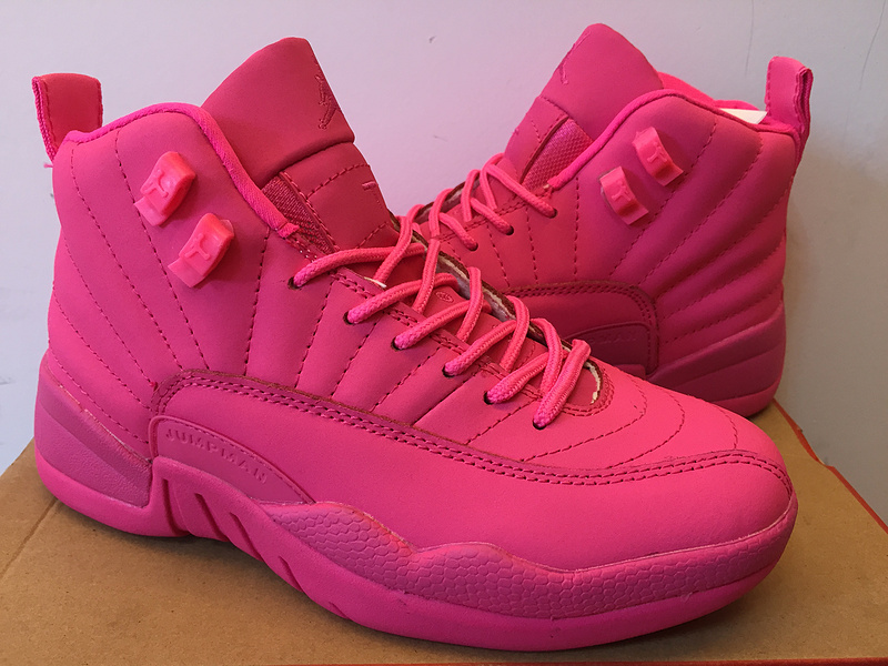 New Air Jordan 12 GS All Pink Shoes - Click Image to Close