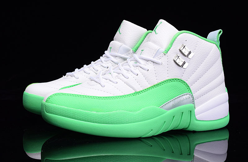 2016 Jordan 12 GS White Green Shoes - Click Image to Close