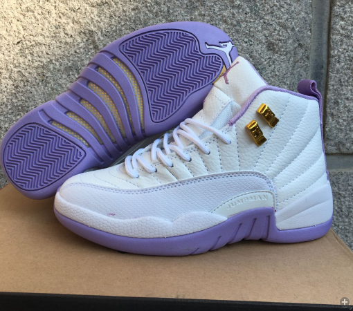2016 Air Jordan 12 White Purple Shoes For Women
