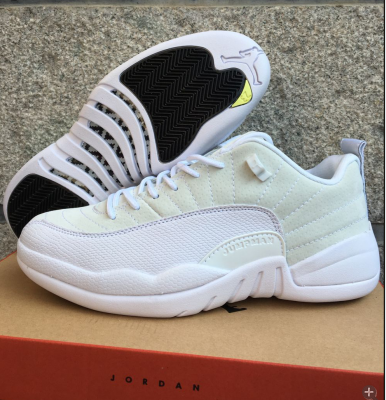 2016 Air Jordan 12 Low All White Shoes