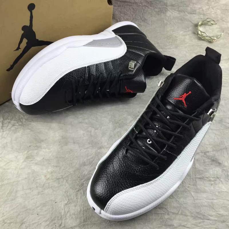 2016 Jordan 12 Low Black White Red Shoes
