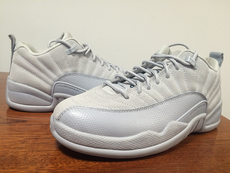 2016 Jordan 12 Low White Grey Blue Shoes