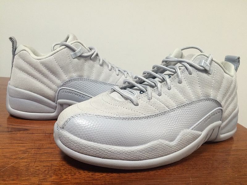 2016 Jordan 12 Low White Grey Blue Shoes - Click Image to Close