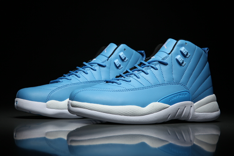 2017 Jordan 12 North Carolina Blue White Shoes