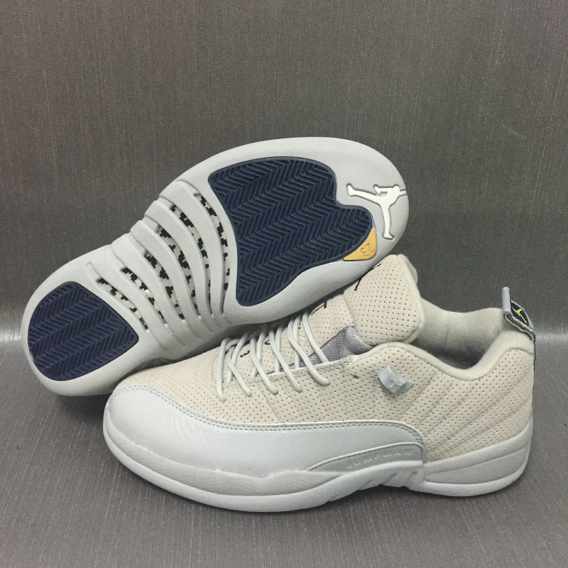 2017 Jordan 12 Retro Low Grey White Shoes