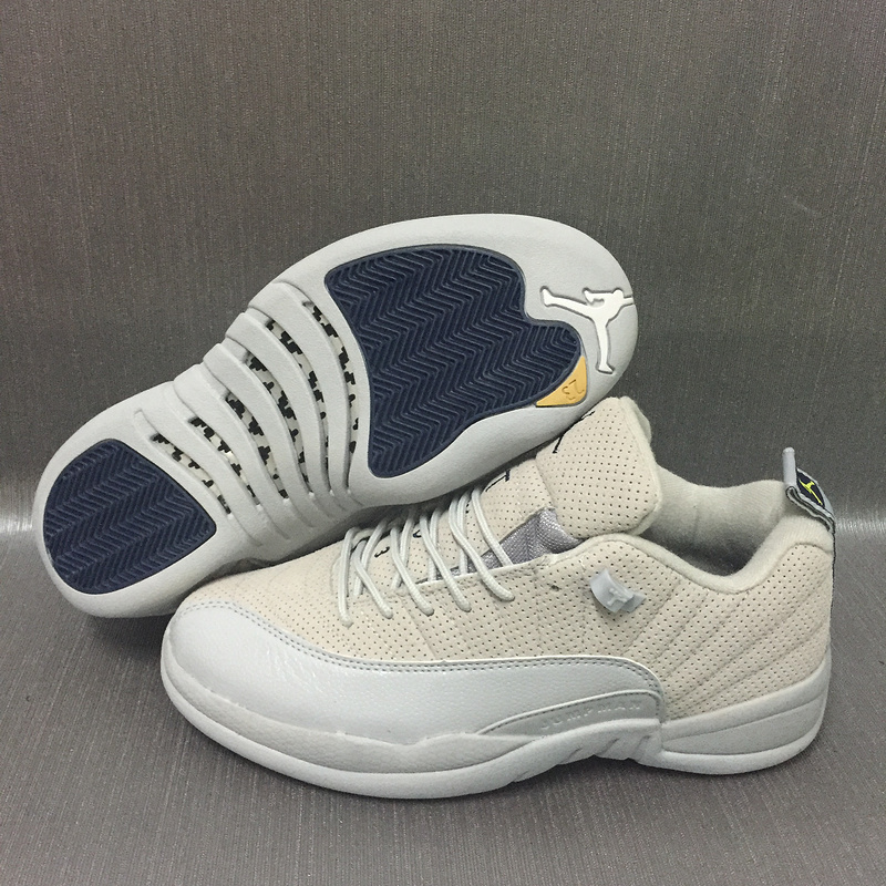 2017 Jordan 12 Retro Low Grey White Shoes - Click Image to Close