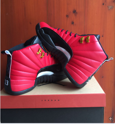 2017 Jordan 12 Retro Red Black White Gold Shoes