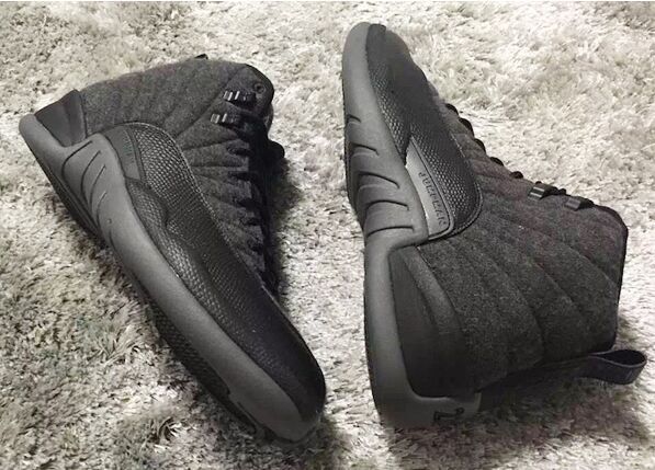 2016 Air Jordan 12 Wool All Black Shoes