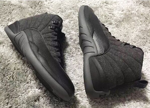 2016 Air Jordan 12 Wool All Black Shoes - Click Image to Close